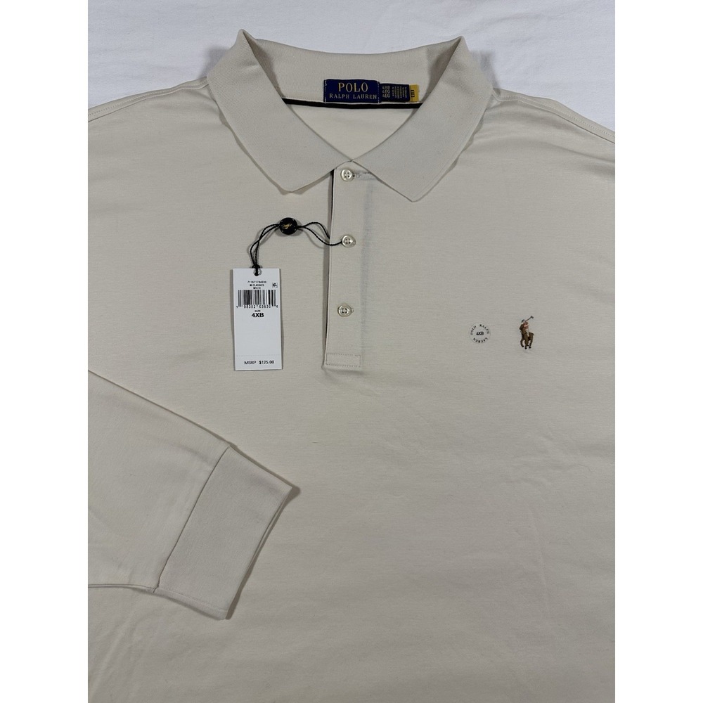 Polo Ralph Lauren White Polo Shirt Soft Touch Long Sleeve Men's 4XB NWT